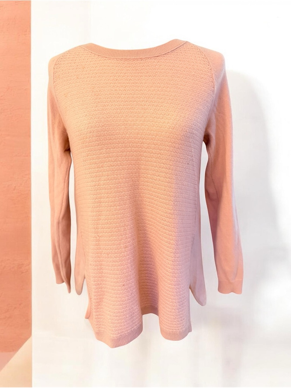 Allude 100% Cashmere Textured Sweater Blush Pink XS